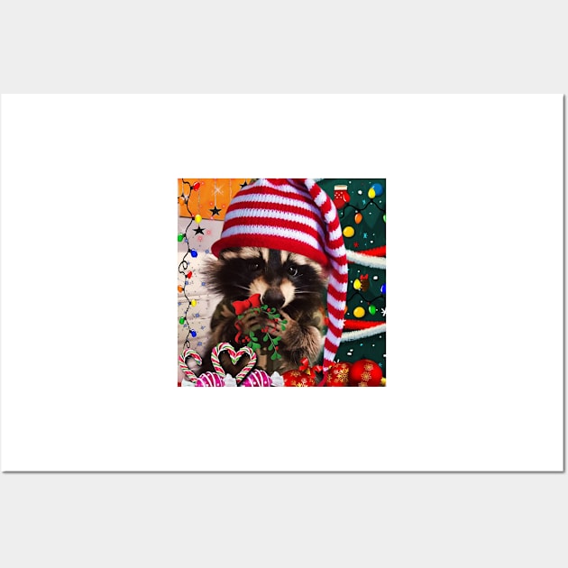 Raccoon Santa and kisses Wall Art by Edgot